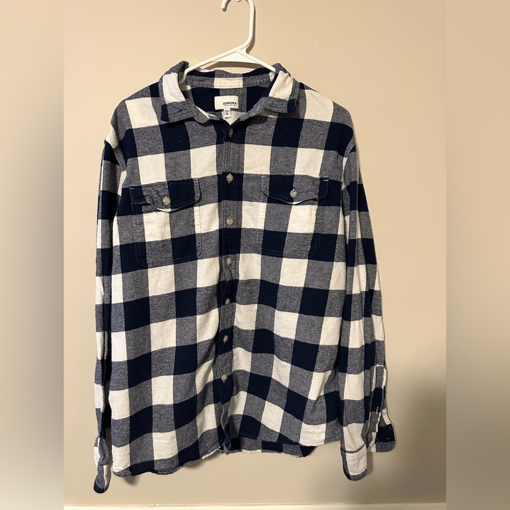 Sonoma Men’s Blue and White Flannel